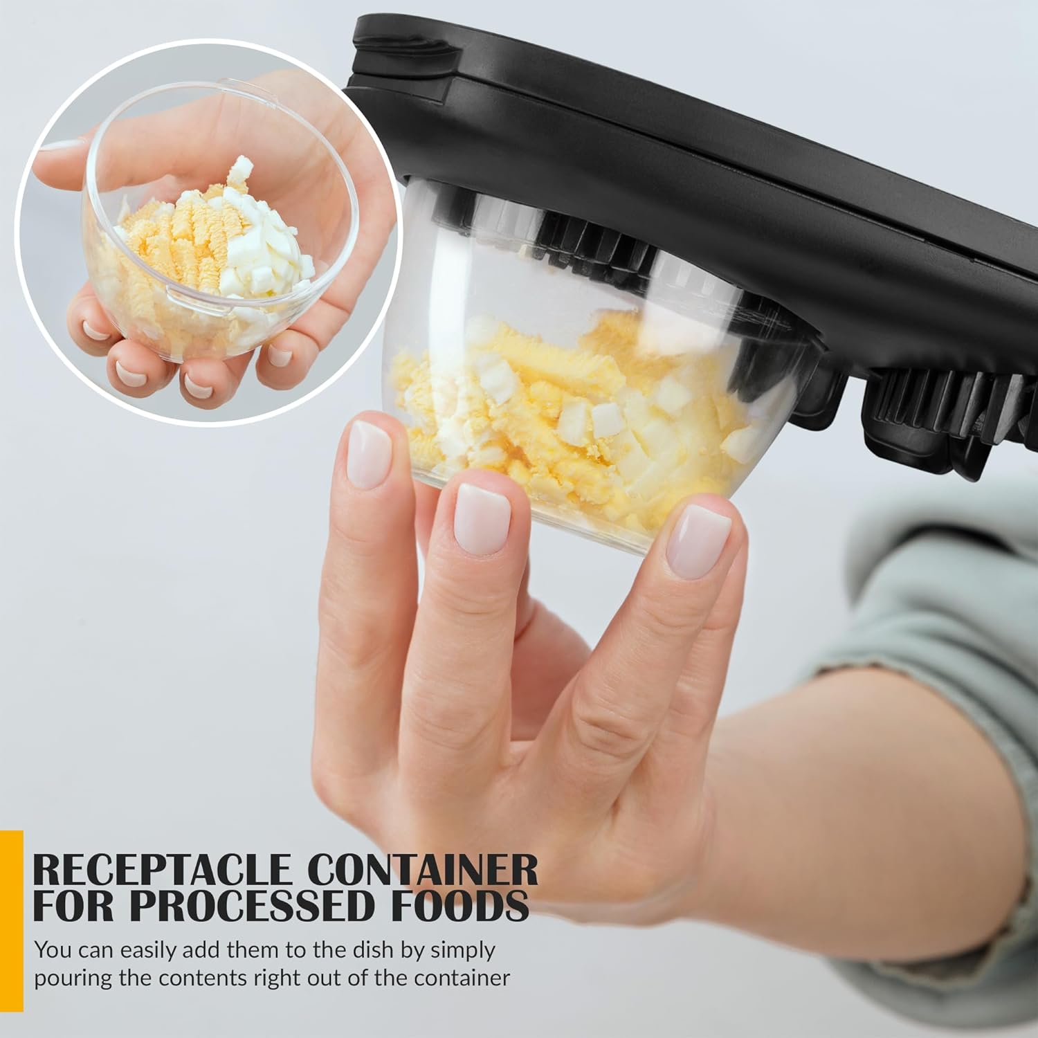 thumbnail image 2 of Cube Cheese 3-in-1 Egg Slicer - Slice, Dice & Cube Hard Boiled Eggs, Fruit & Cheese 3 In 1 Egg Cutter And Dicer 2 of 10